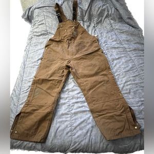 Carhartt ,52x30 bib overall , cold weather red insulated, lightly worn